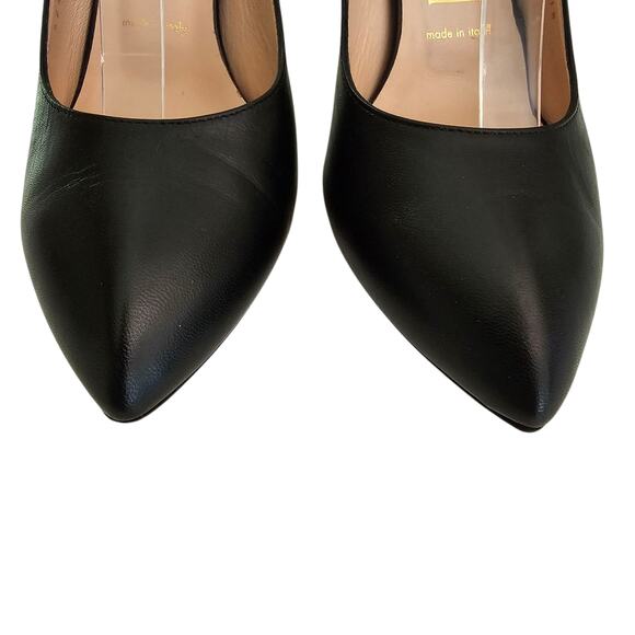 Gucci Sylvie Web Stripe Slingback Heel Pump Size 38.5 US 8.5 Black Leather - Picture 3 of 10